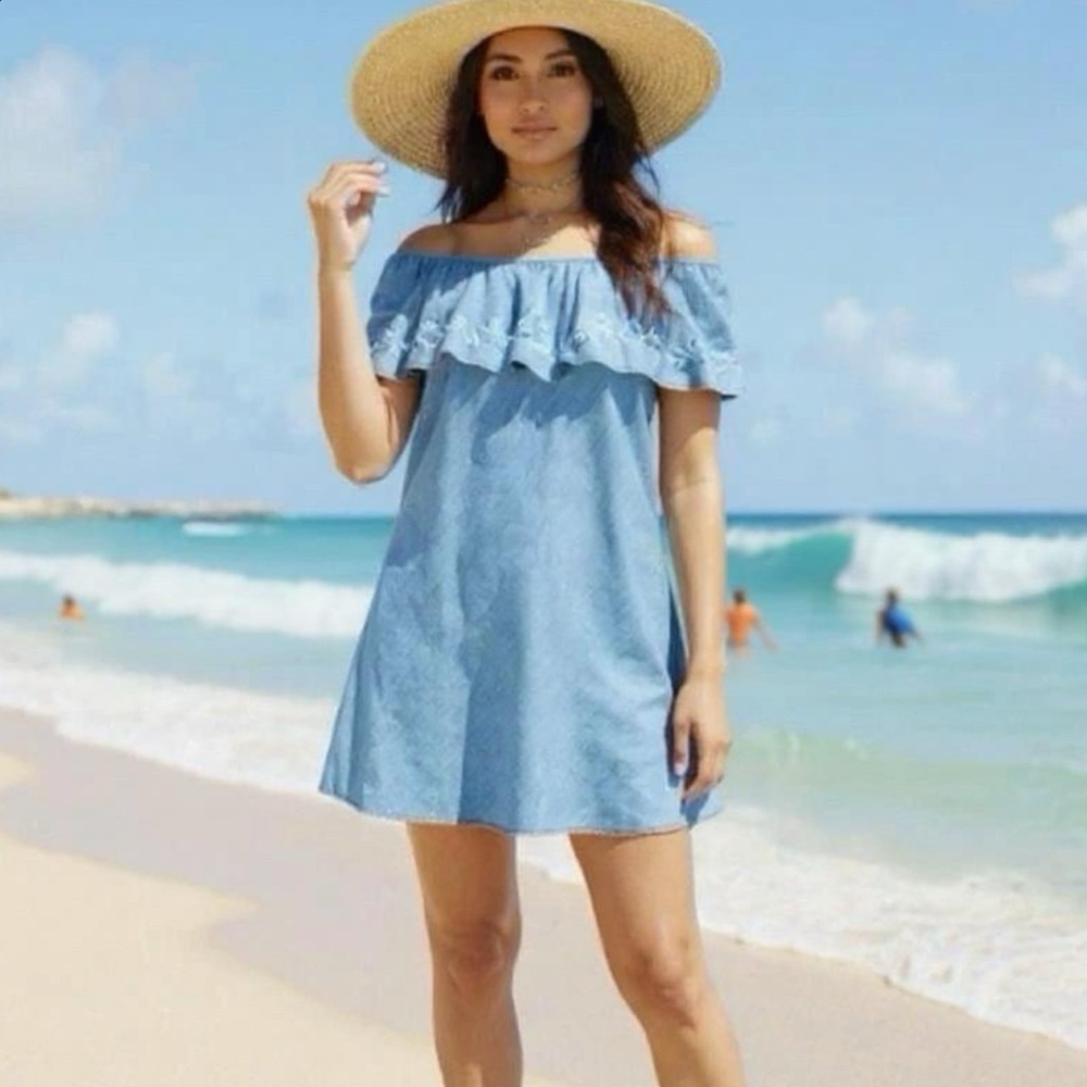 American Rag Denim Off Shoulder Dress